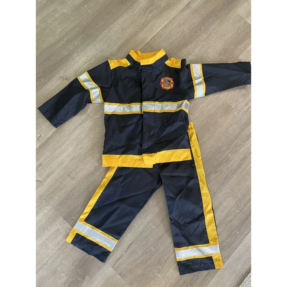 Gymboree Firefighter Halloween Costume XS 3 4 Fireman Boys Dress Up Set Outfit